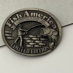 The Great American Buckle Co Mens Gray Fish American Limited Edition Belt Buckle